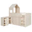Lit mezzanine simple en bois avec bureau, tiroirs et armoires - Solution d'économie et d'étude pour les enfants, beige-1179810036