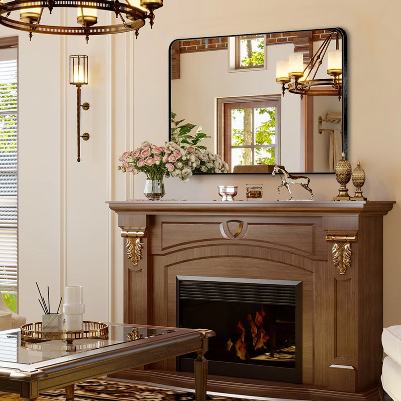 Ensemble de 2 miroirs muraux Viridiana, Noir, 36 po x 24 po