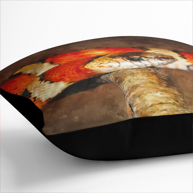 King Snake Painting Scatter Cushion with Filling, 55cm H x 55cm W x 20cm D, Black