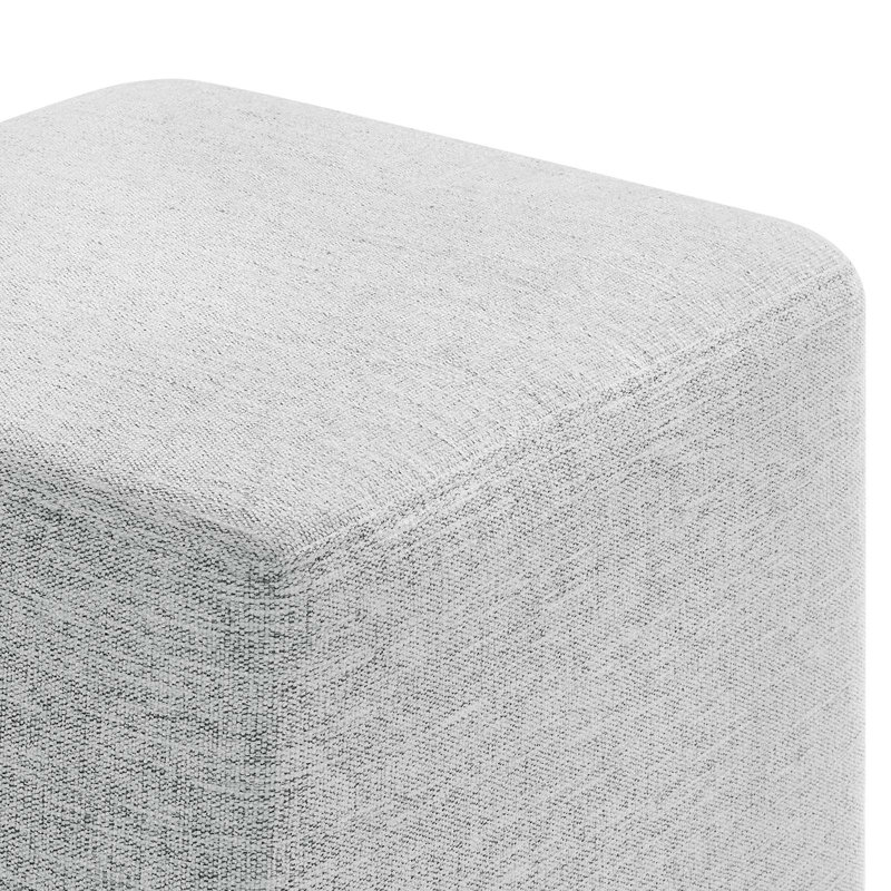 Modway Callum Upholstered Ottoman, Heathered Weave Light Gray Polyester Blend