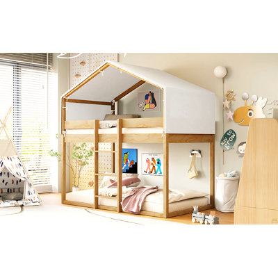 Lit superposé simple en bois avec tente