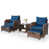 Navy Blue Cushion/Brown Frame