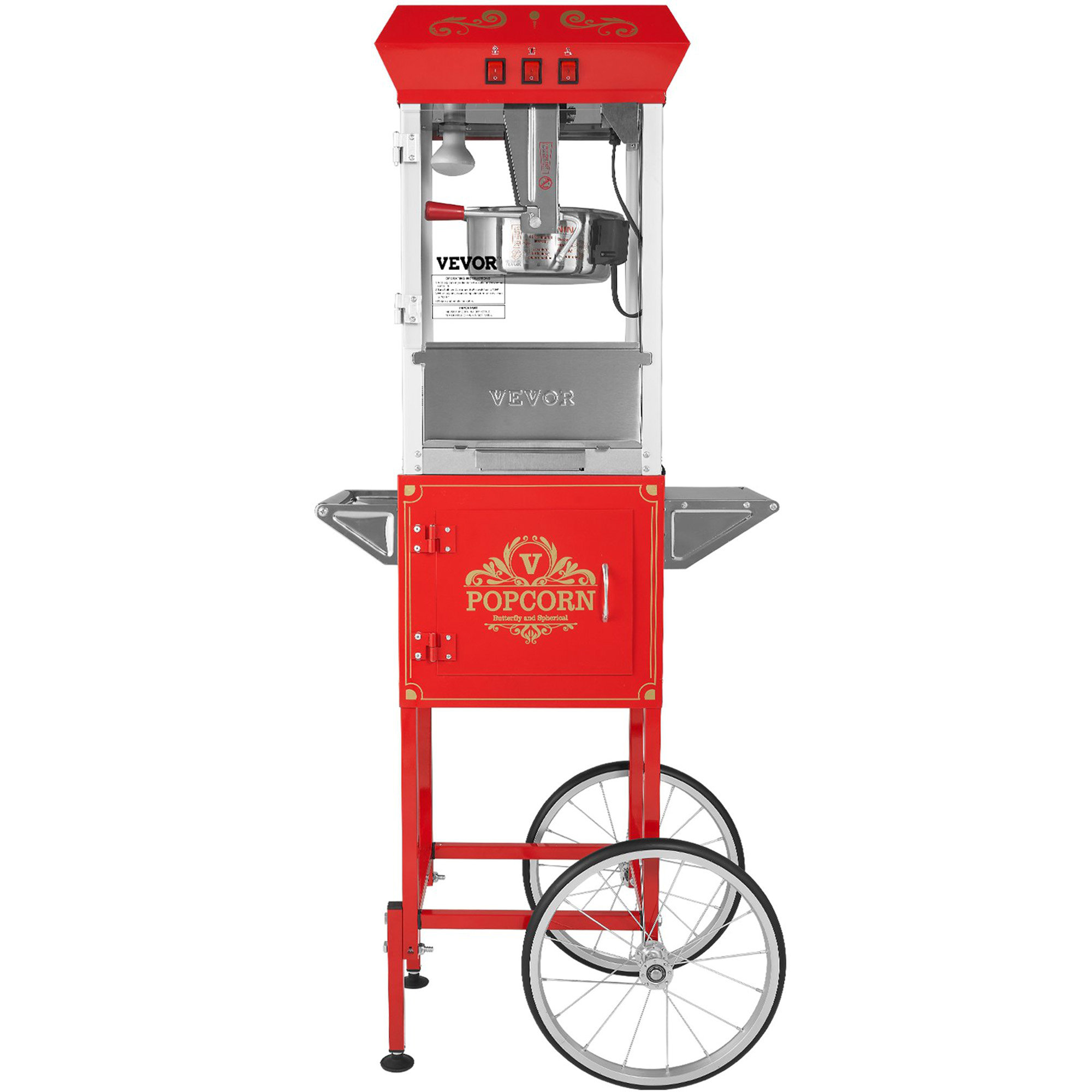 Popcorn Maker Machine Red Rectangle LIYU Popcorn Popper Machine 8 Oz Popcorn Maker With Cart 850W 48 Cups ...