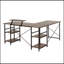 Bureau industriel en L avec tablettes de rangement, noyer Techni Mobile