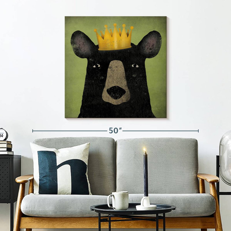 Brampt The Black Bear With Crown, 30" H x 30" W