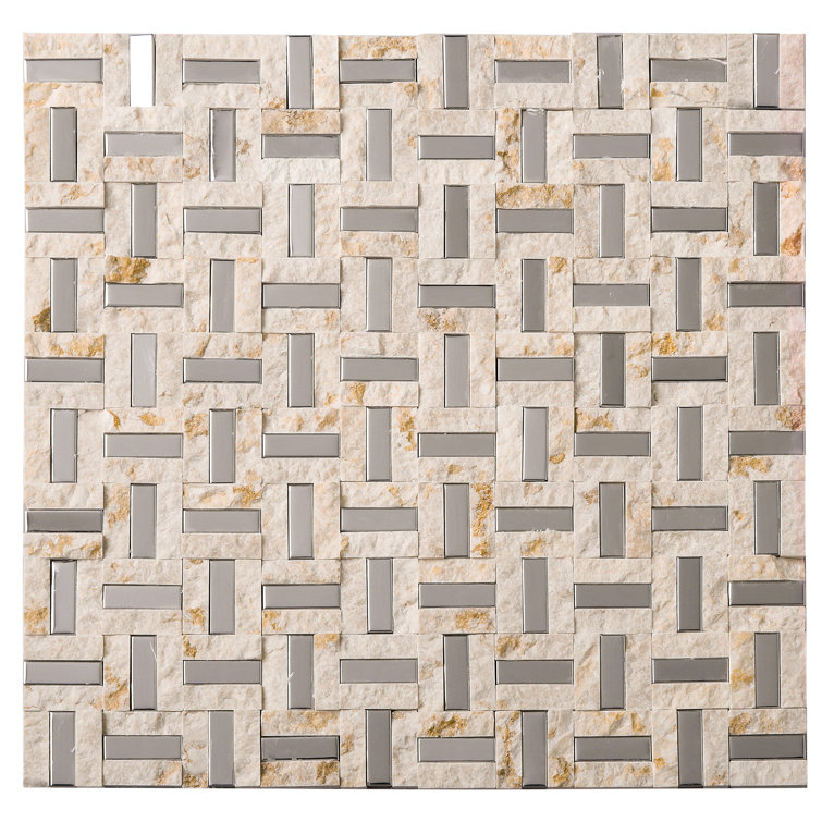 Silver Brick 1" x 1.2" Slate Grid Mosaic Wall Tile