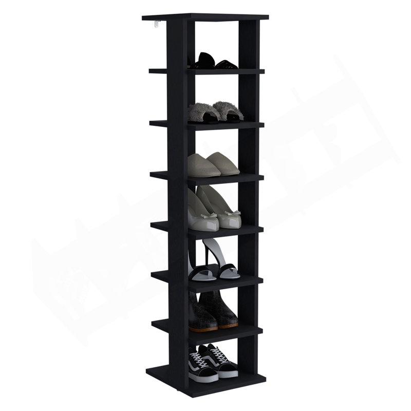Shoe Rack, Black, 7 Shelves, Black