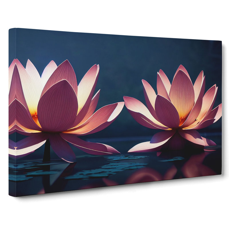 Luxurious Lotus Flowers - Wrapped Canvas, 35cm H x 50cm W x 3cm D