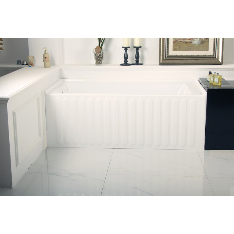 Kingston Brass Aqua Eden 60-Inch Acrylic Rectangular 3-Wall Alcove Tub, Drain Hole, Left