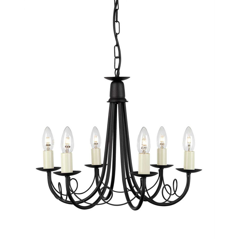 Cline 6 - Light Candle Style Chandelier, Black