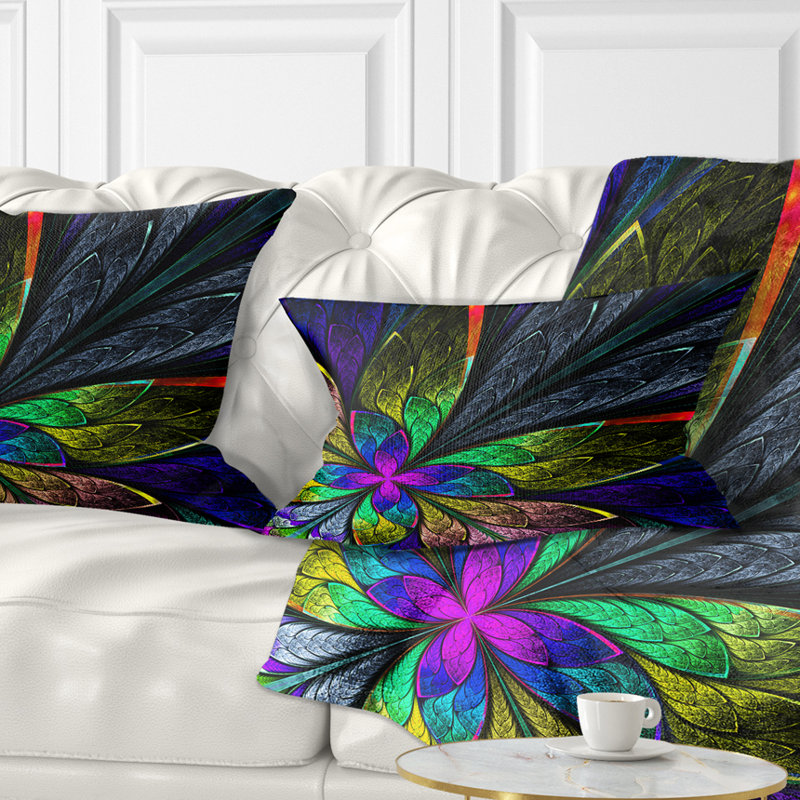 Coussin lombaire à motif floral fractal