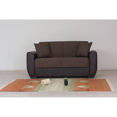 Primo Leather Match Convertible Sleeper Loveseat