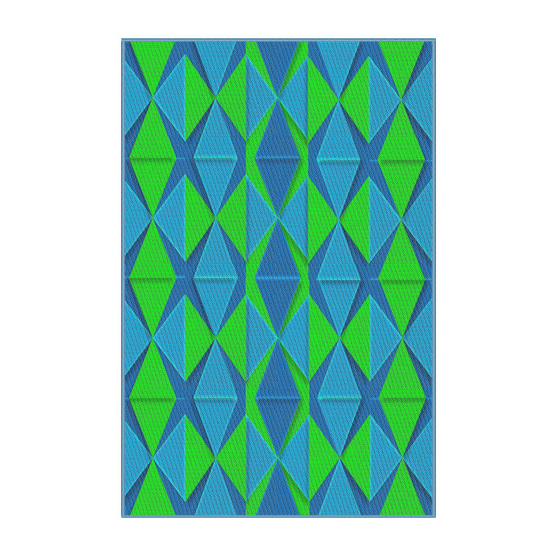 Tapis décoratif géométrique vert kewstoke, Rectangle 5 pi x 7 pi