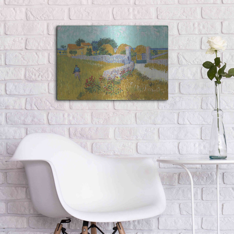 «Farmhouse In Provence» par Vincent Van Gogh, art mural en métal, 16 po x 12 po, H 16 po x l 24 po