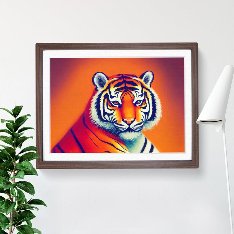 Cosmopolitan Tiger - Framed Print, 25cm H x 34cm W x 2cm D, Walnut Framed