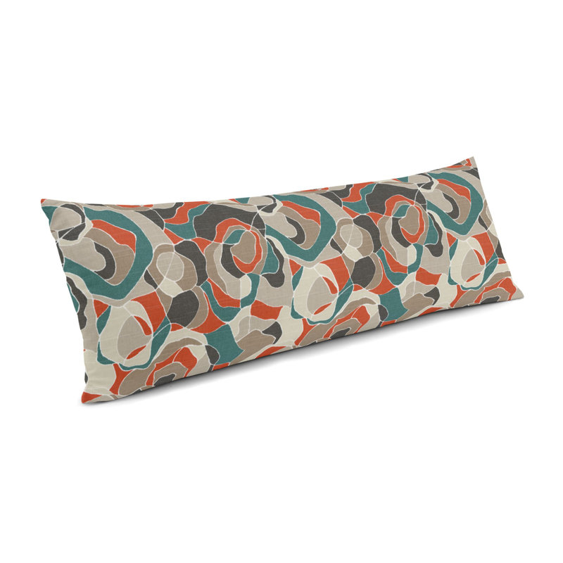Housse et insert de coussin rectangulaire Ortensia, Rouge-orange, 12 po x 24 po