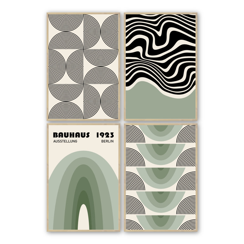 Modernist Quartet, reproduction de cadre mural 4 pièces, H 17,5 po x l 13,5 po x P 1 po, Érable brut