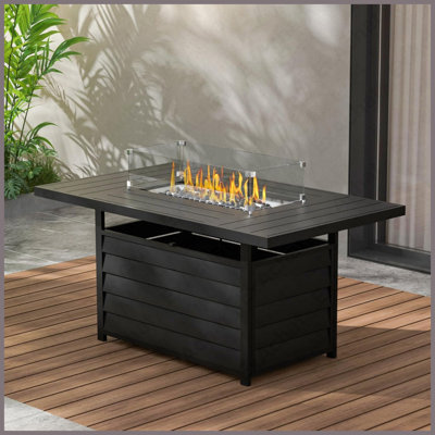 Table rectangulaire pour foyer d'extérieur au propane en aluminium 50000 BTU pour la cour extérieure