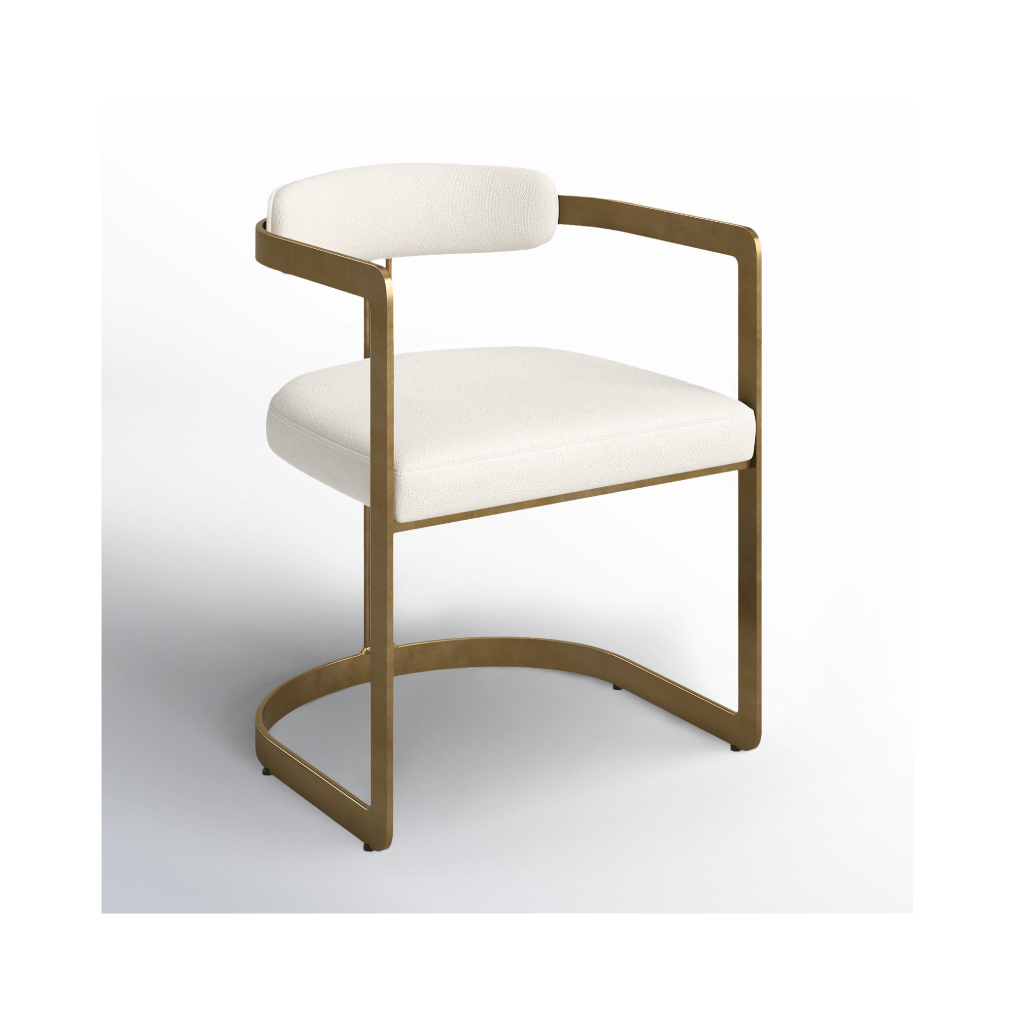 Bradley Upholstered Dining Armchair, Cream, Gold