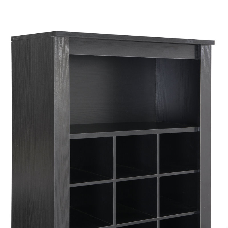 30 Shoe Cubby Console, Shoe Cabinet With Multiple Storage Capacity, Free Standing Tall Cabinet With Versatile Use, Black