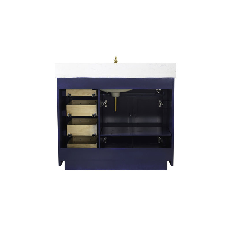 Ensemble de meuble-lavabo simple 42 po Ingalls, Chêne gris antique, Soft Carrara White