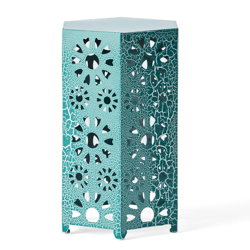 14" Side Table, Teal - Cut Out For Patio, Drink And Snack Facility Lightweight With &