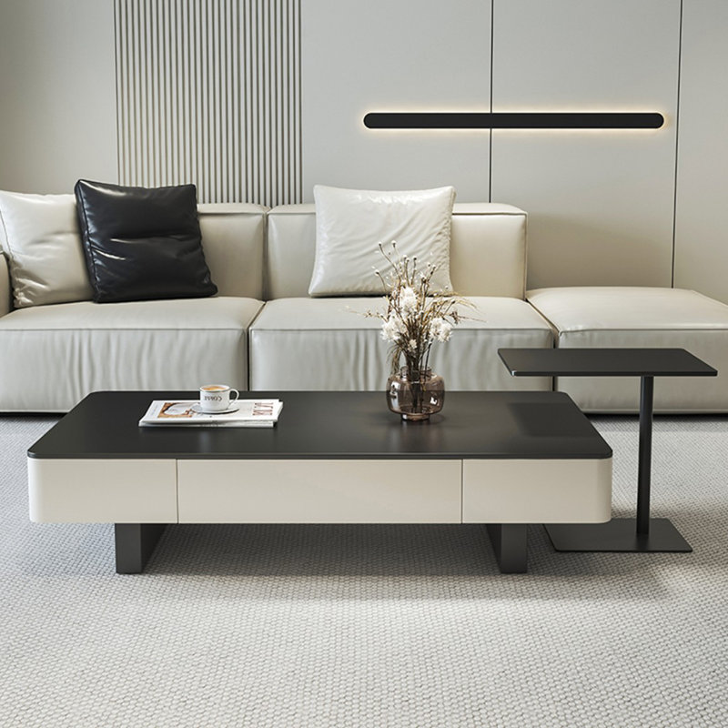 Table basse moderne et simple Rock Plate Living Room Home, Noir, H 13,39 po x L 46,85 po x l 23,23 po