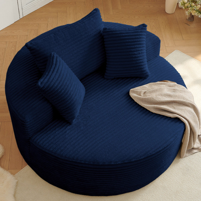 Bonelesss Oversized Round Chair Lounge Chaise Indoor, Upholstered Corduroy Deep Seat Cloud Large Circle Sofa Chair, No Assembly Required, Fluffy Modern Sleeper Sofa Bed for Reading, Living Room, Bedroom