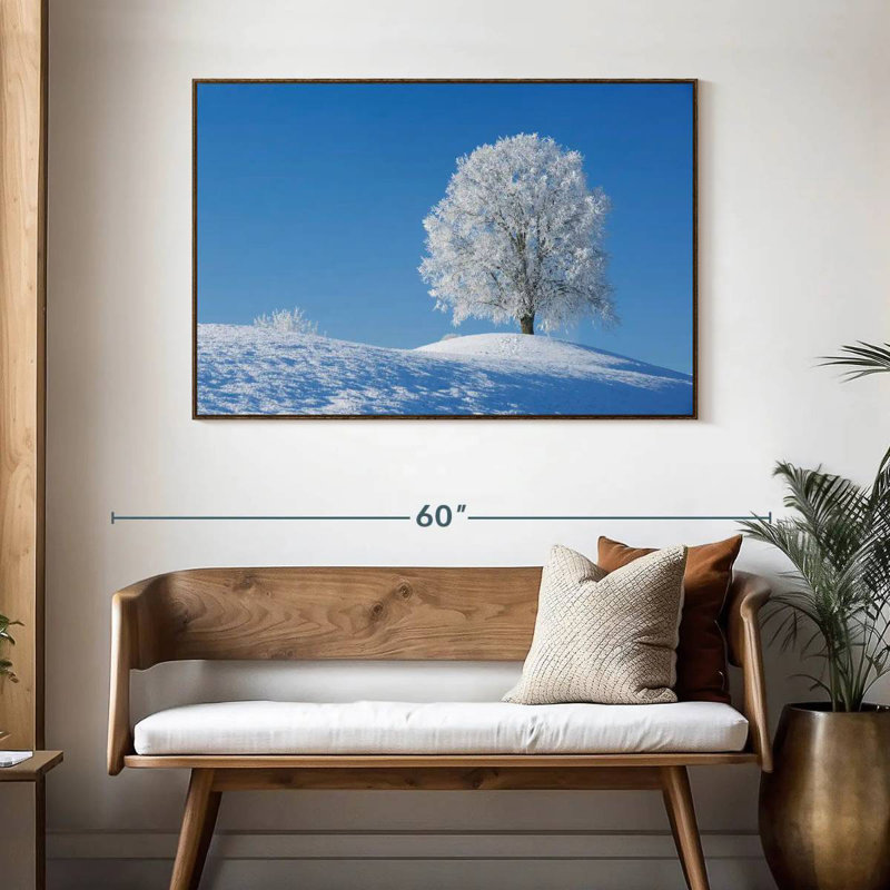 Lime givré, 46 po x 31 po, Cadre flottant noyer