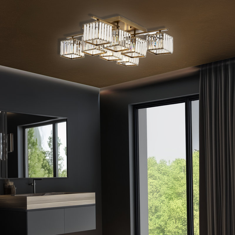 Plafonnier encastré en cristal 8 lumières