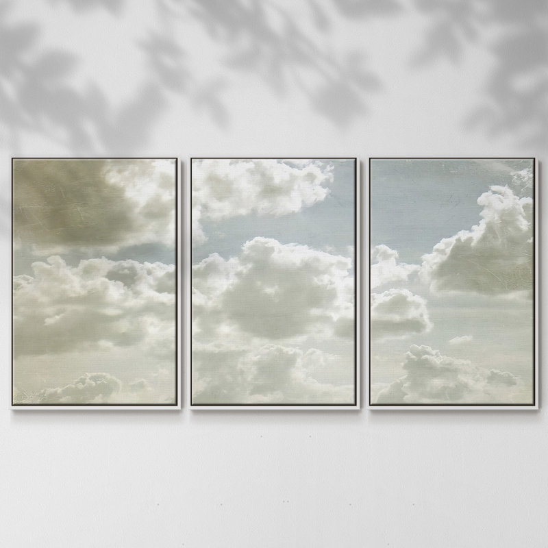 Sky Scrapers IV - Toile encadrée multi-pièces, H 36 po x l 75 po x P 2 po, Blanc