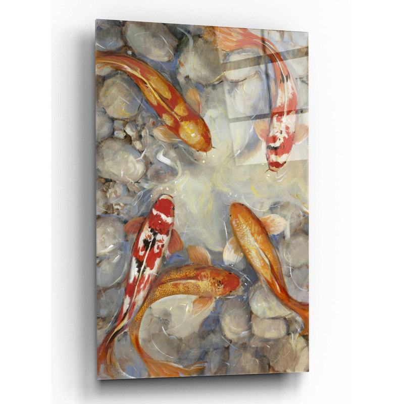 «Vibrant Koi I» par Tim O'Toole, art mural en verre acrylique, H 16 po x l 12 po x P 0,13 po