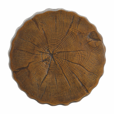 Outdoor Indoor Side Table - Durable Tree Stump Style End Table for Patio, Garden, Living Room, 16.61" Height, Brown Wood Grain Finish