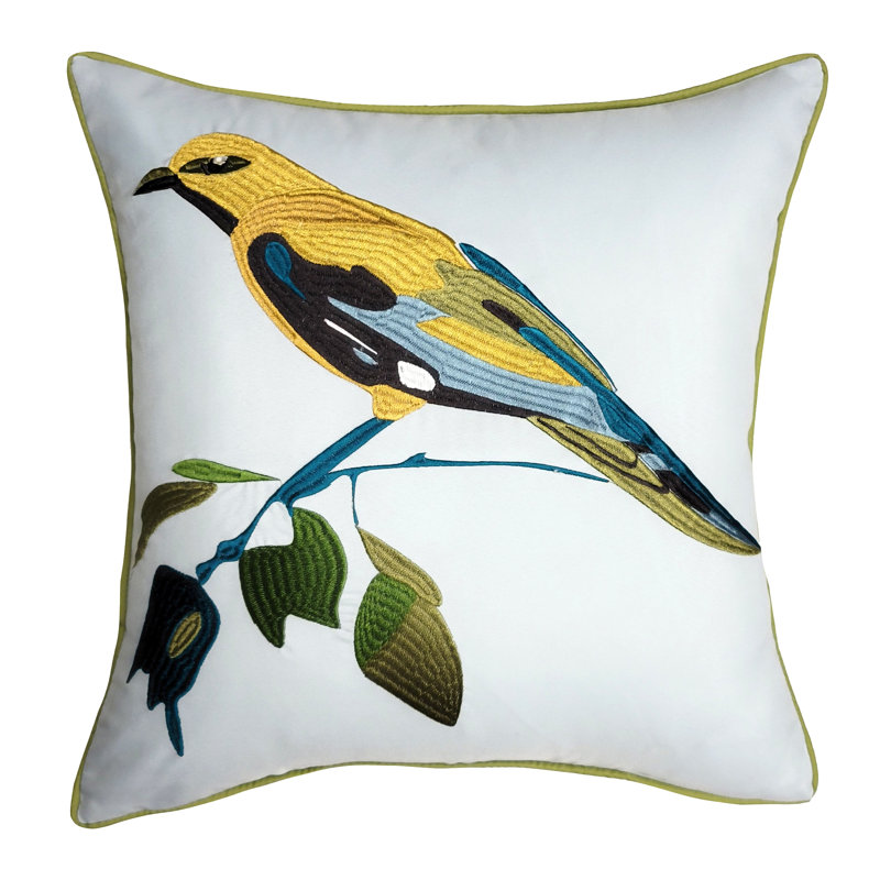 Embroidered Outdoor Reversible Throw Pillow