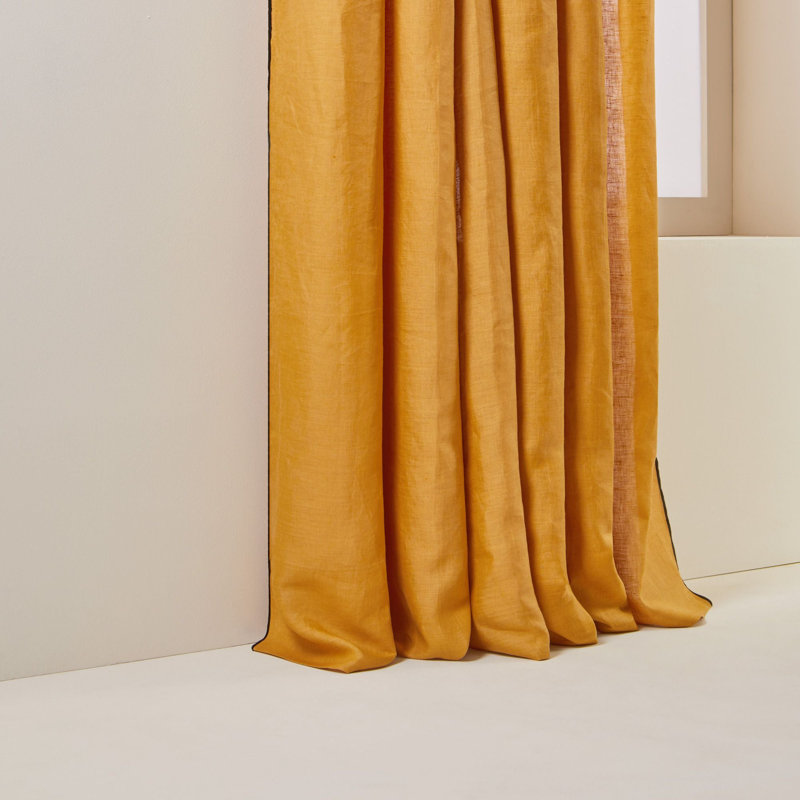 Carlina Linen Semi Sheer Curtain Single Panel, Width 200 x Drop 280cm, Ochre