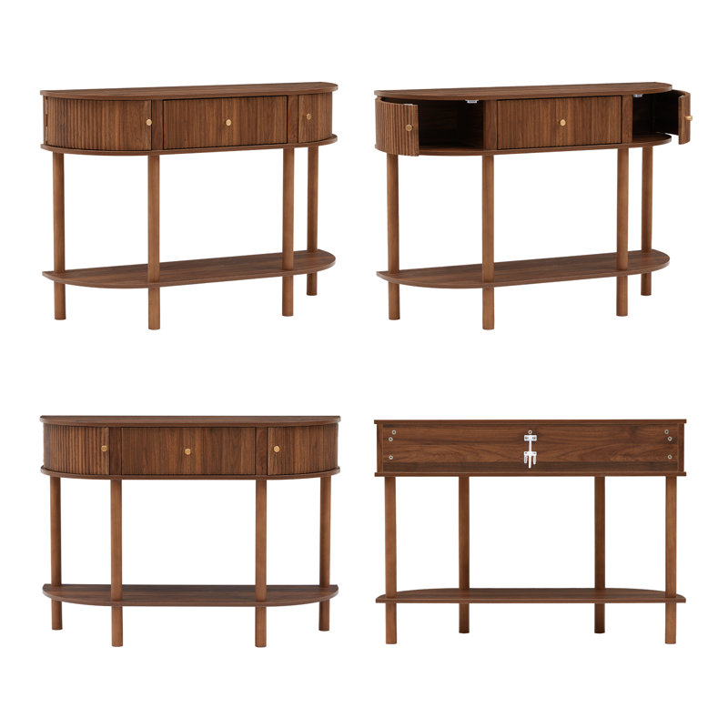 43.3'' Farmhouse Half Moon Console Table, Walnut