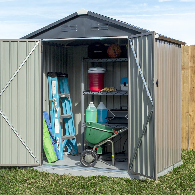 Gray 6' x 4' Galvanized Steel Outdoor Storage Shed