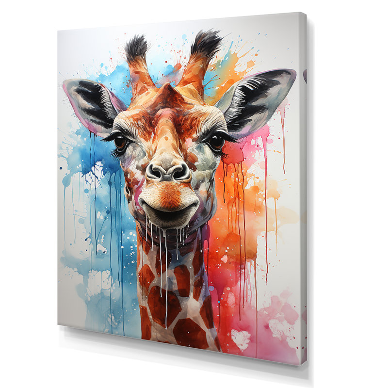 Popart, girafe, art mural, Toile tendue, H 20 po x l 12 po x P 1 po