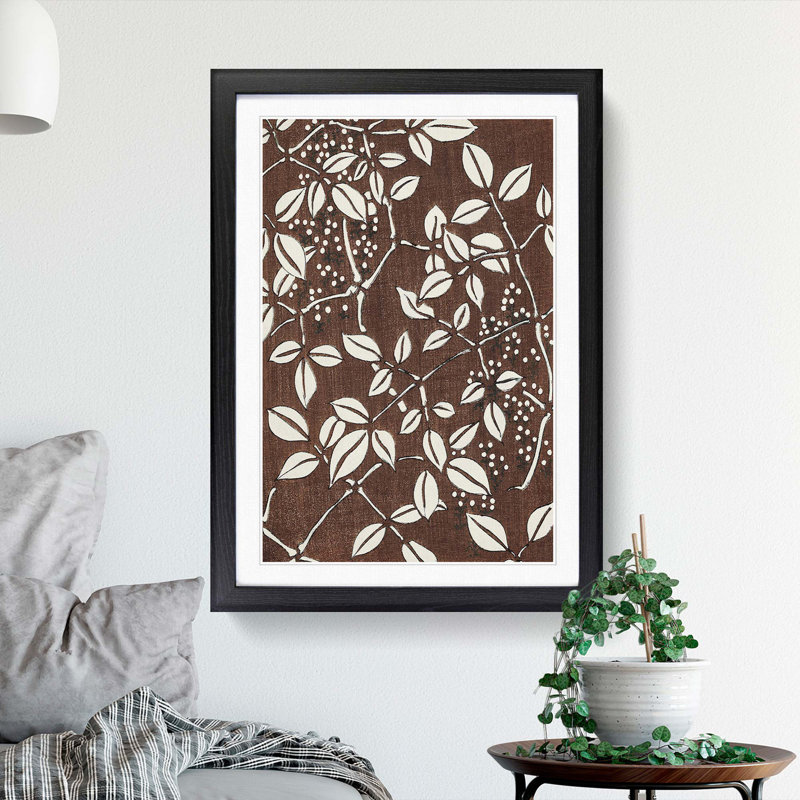 Leaf Pattern by Watanabe Seitei - Picture Frame Painting Print, 48cm H x 36cm W x 2cm D, Black Framed