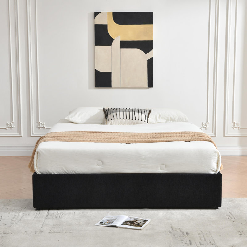Schernik Upholstered  4 Drawers Storage Platform Bed, Black, Full / Double