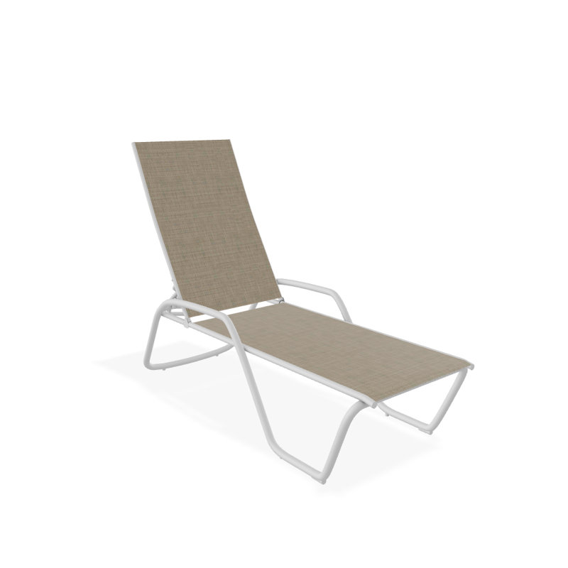 Outdoor Rust-Resistant Metal Chaise Lounge, Textured White, Newport