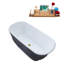 Baignoire de trempage autoportante en acrylique 59 "avec drain et plateau en bambou 59" Streamline-90888921