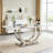 Faux Marble Dining Table Set, 69.3" Rectangular Dining Table & Tufted Velvet Chairs, Modern Kitchen Dining Room Table with Dual U-Shape Stainless Steel Base and Chairs Set-764896892-764896891