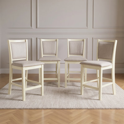 Chaise de comptoir en bois Josiha (ensemble de 4), beige