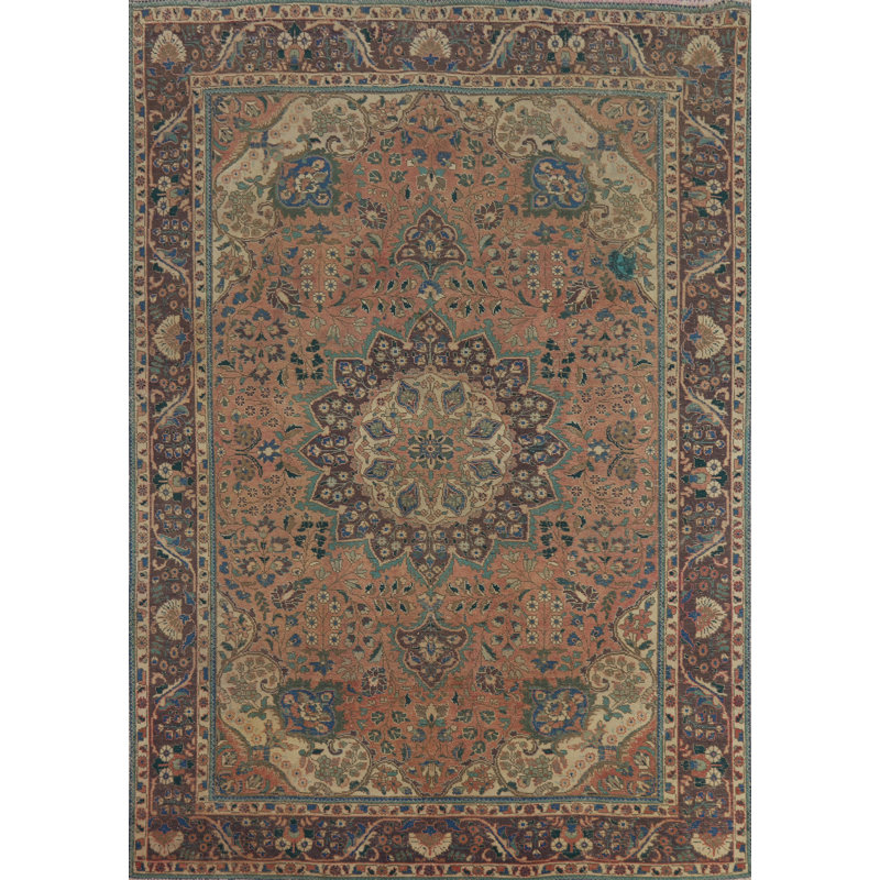 Tapis traditionnel en laine à motif médaillon 7 x 10