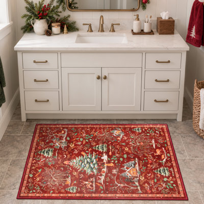  Christmas Washable Rug,Modern Cozy Non Slip Christmas Cheerful Prints Rugs for Living room and Bedroom