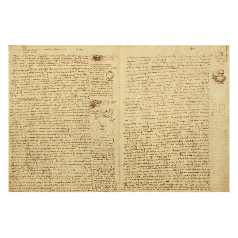 Une page du Codex de Lewis par Leonardo Da Vinci - Estampe numérique, H 22 po x l 28 po