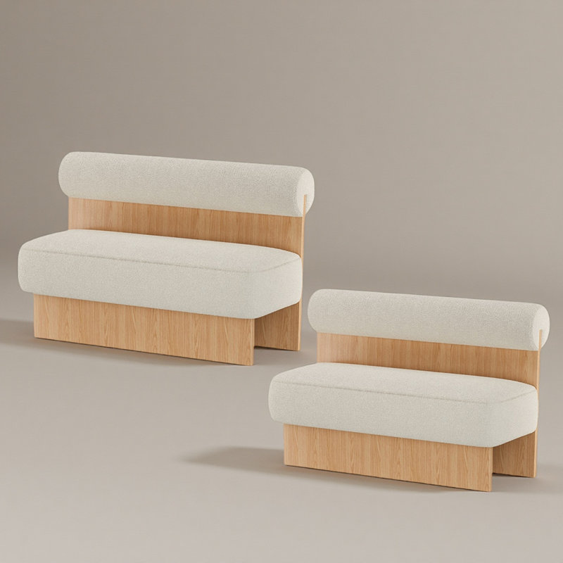 Présentoir en bois massif rembourré de couleur crème