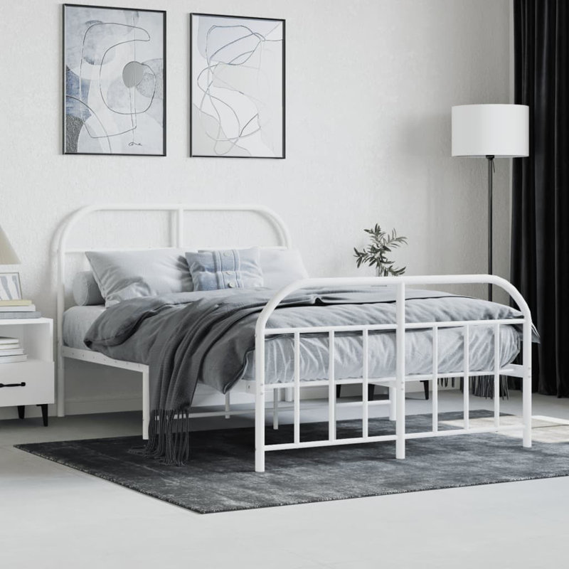 vidaXL Metal Bed Frame Bedroom Bed Base Bedstead Metal Matress Foundation, 120 x 190 cm