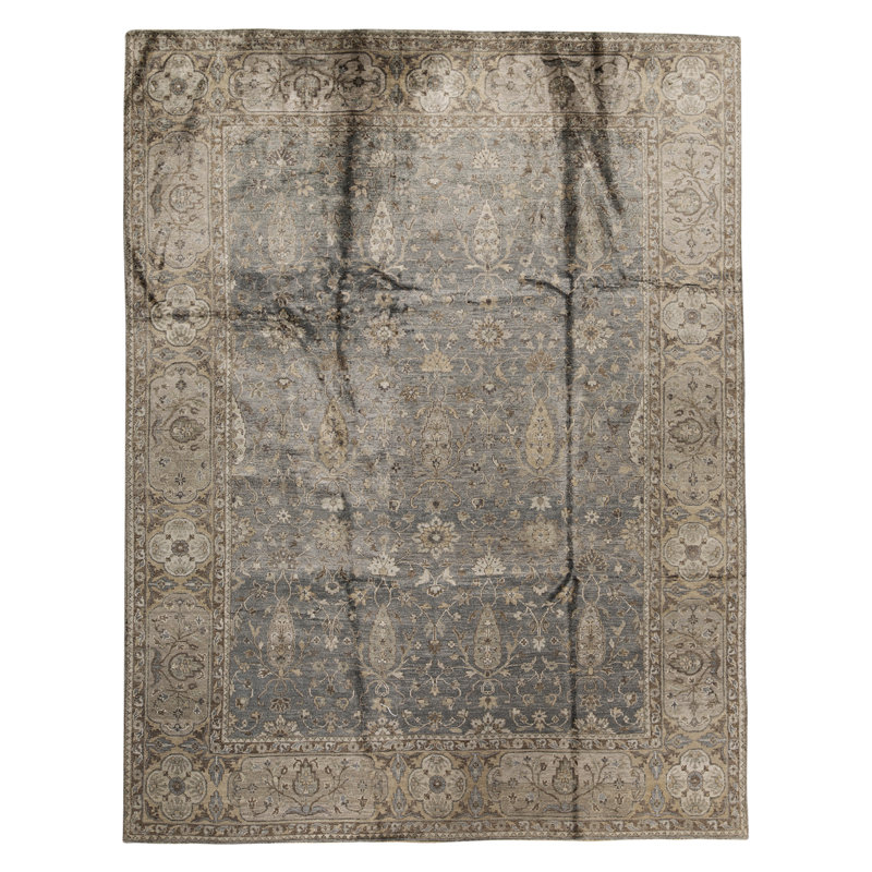 Tapis bleu / doré Neo noué à la main